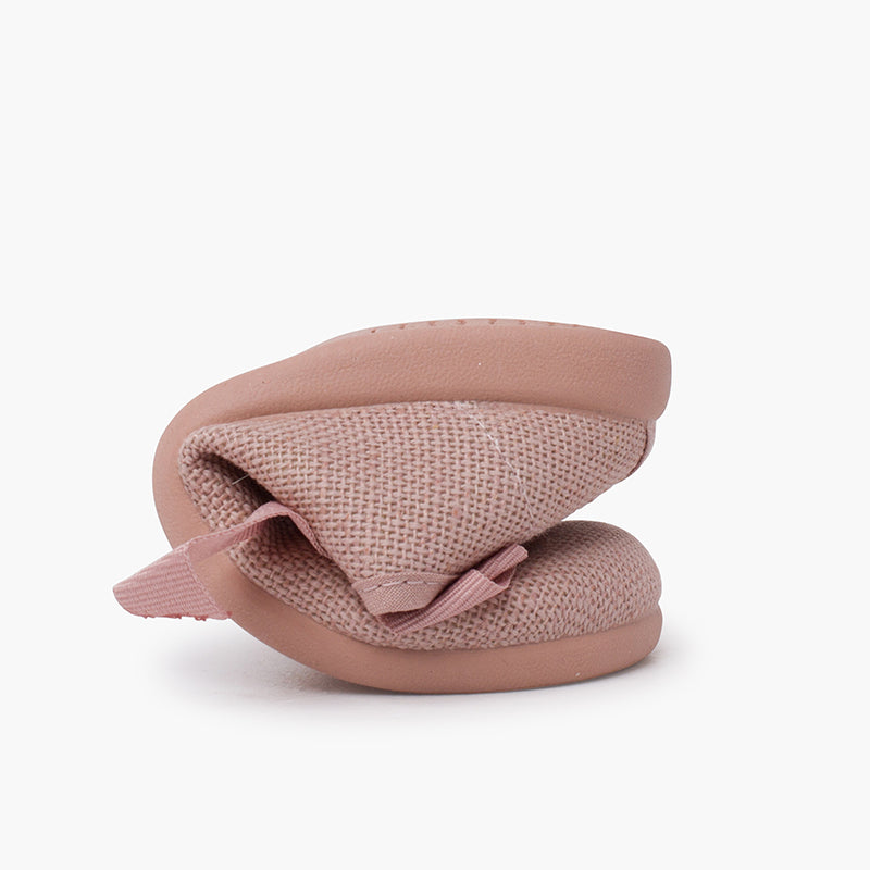 BALLERINES FILLES EN LIN ROSE A NOEUD - Ref. 1375