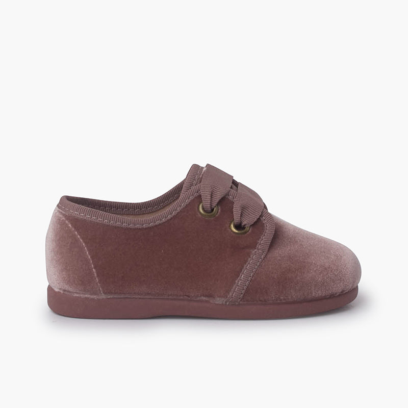 Chaussures en velour ruban rose