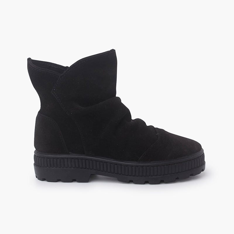 Bottes bottes suede a effet froisse noir