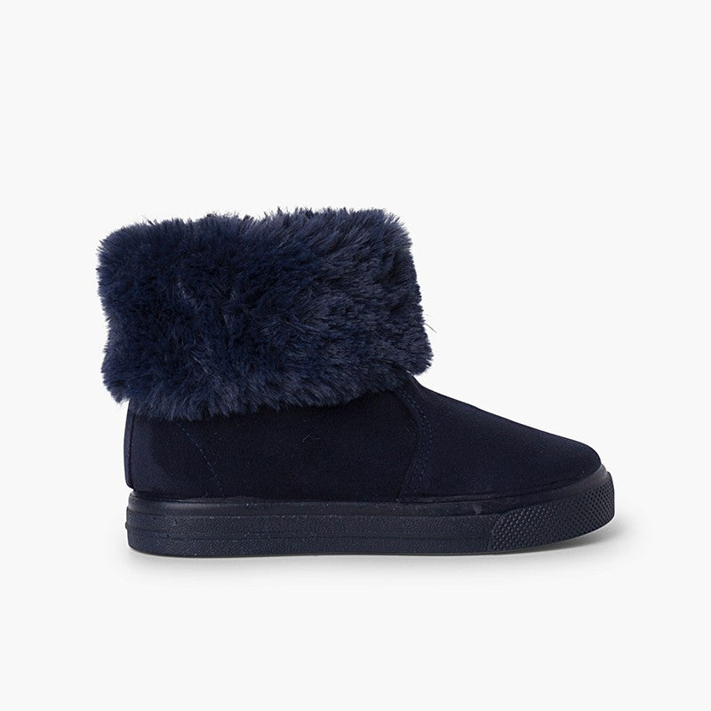 Bottes a col fourrure marine