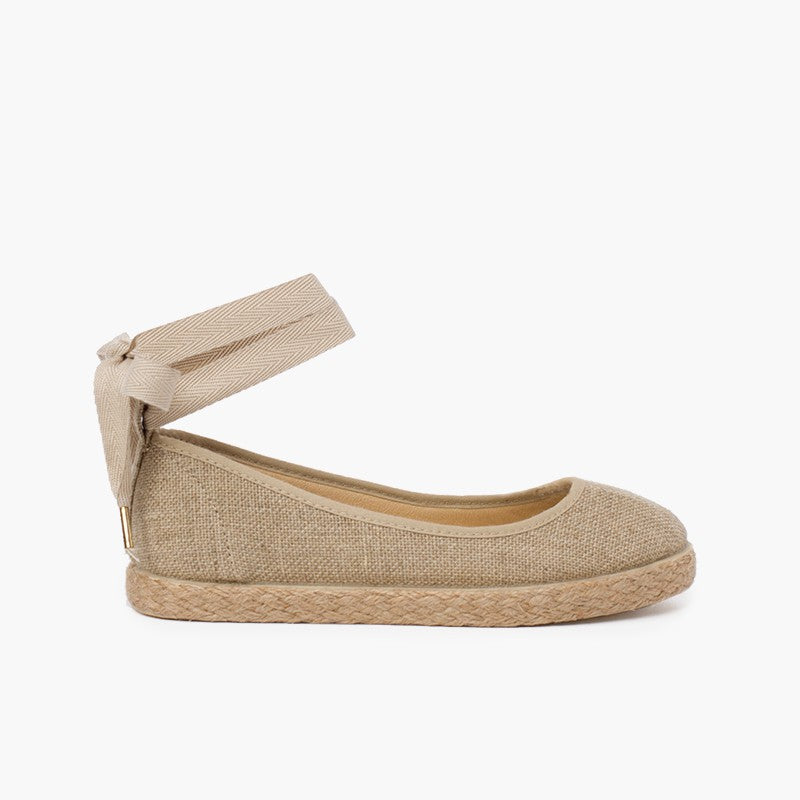 Ballerines en lin beige
