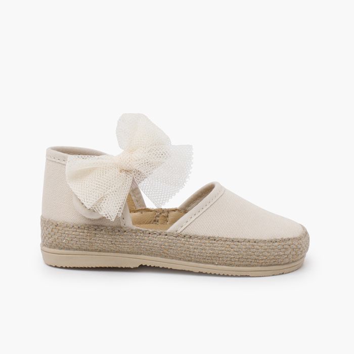 Tulle bow espadrilles beige