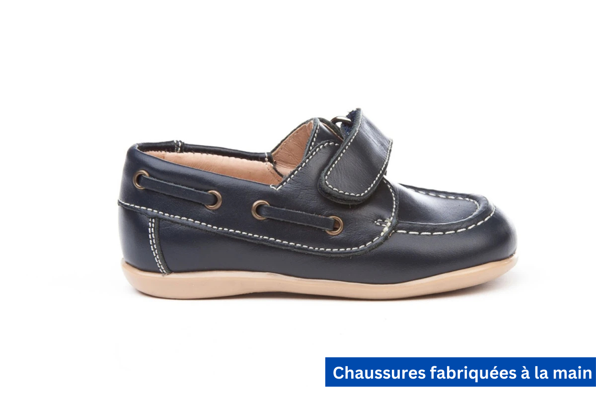 Chaussures mocassin bleu marine en cuir - ref. 354 mpc