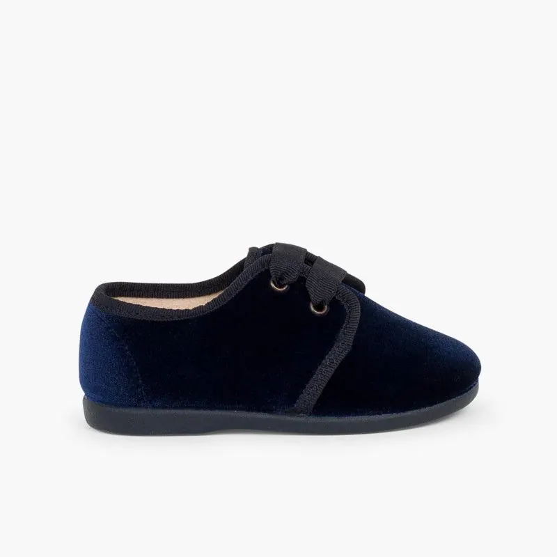 Chaussures en velour ruban bleu marine
