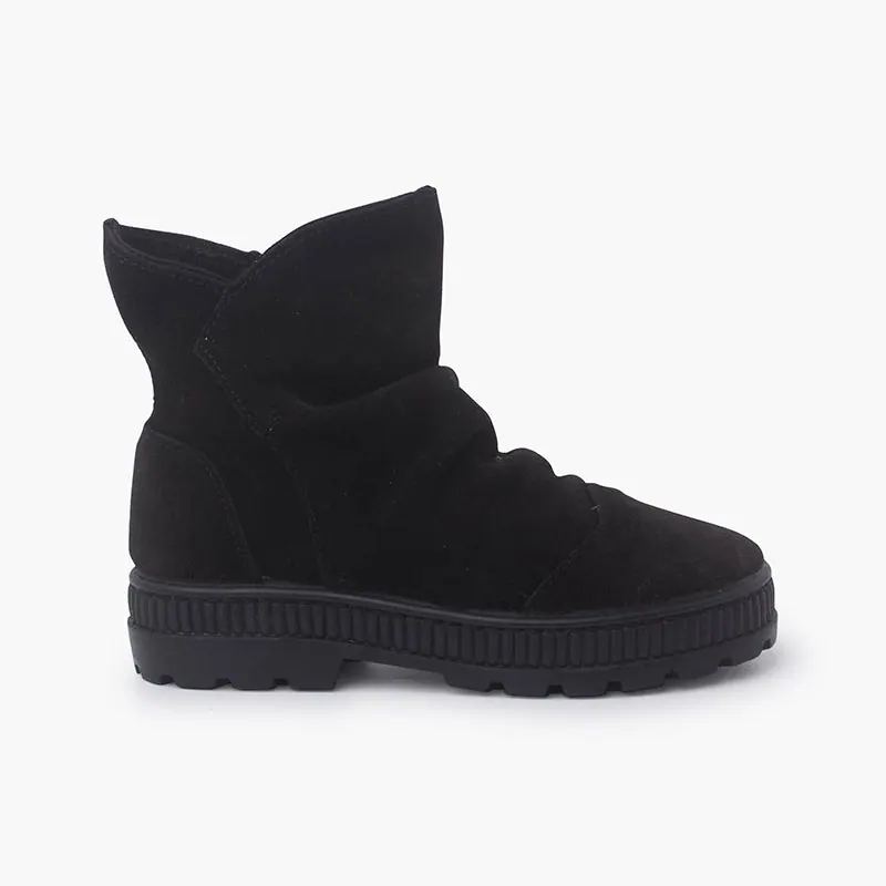 Bottes bottes suede a effet froisse noir