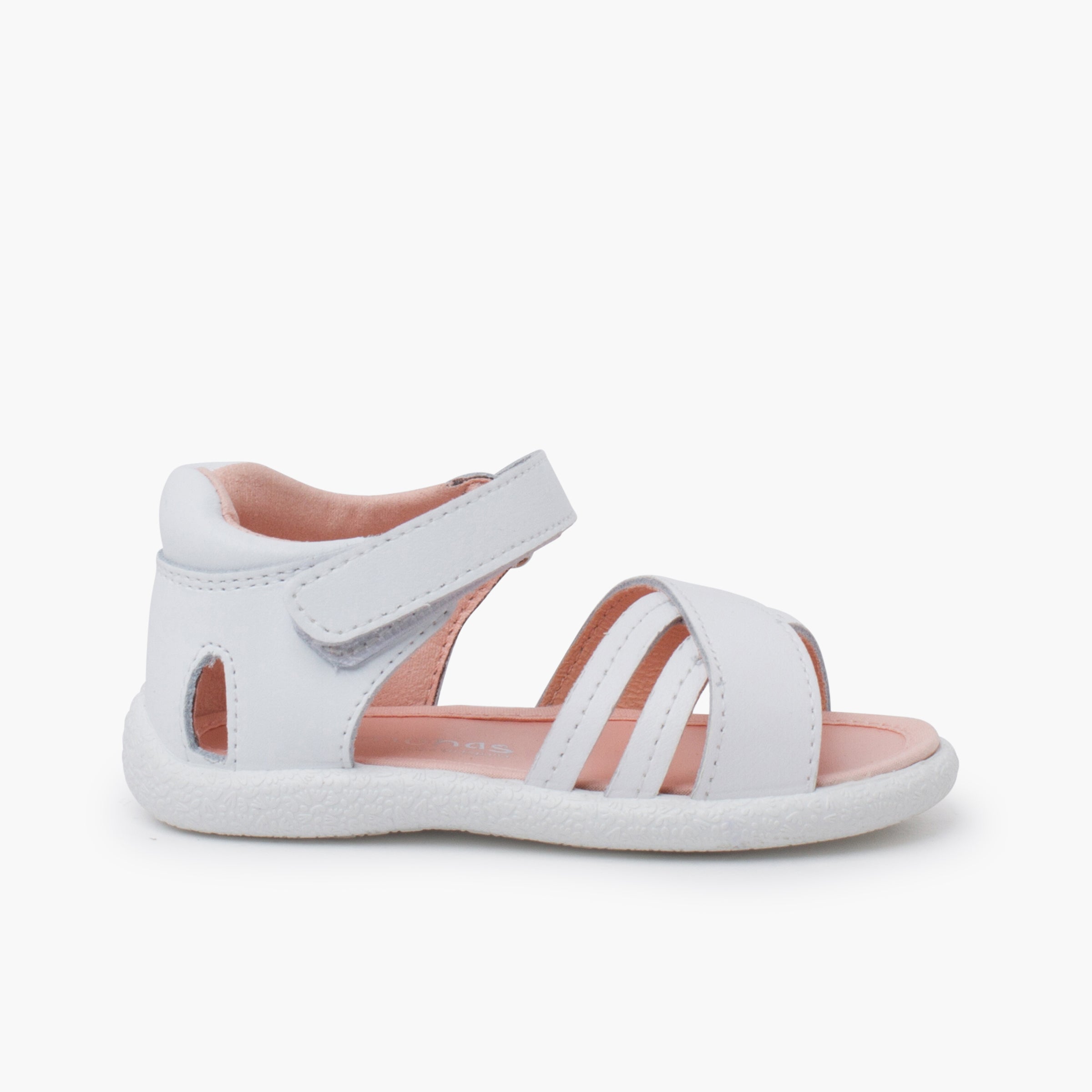 Sandales filles a cuir a lanieres blanc