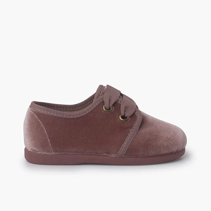 Chaussures en velour ruban rose