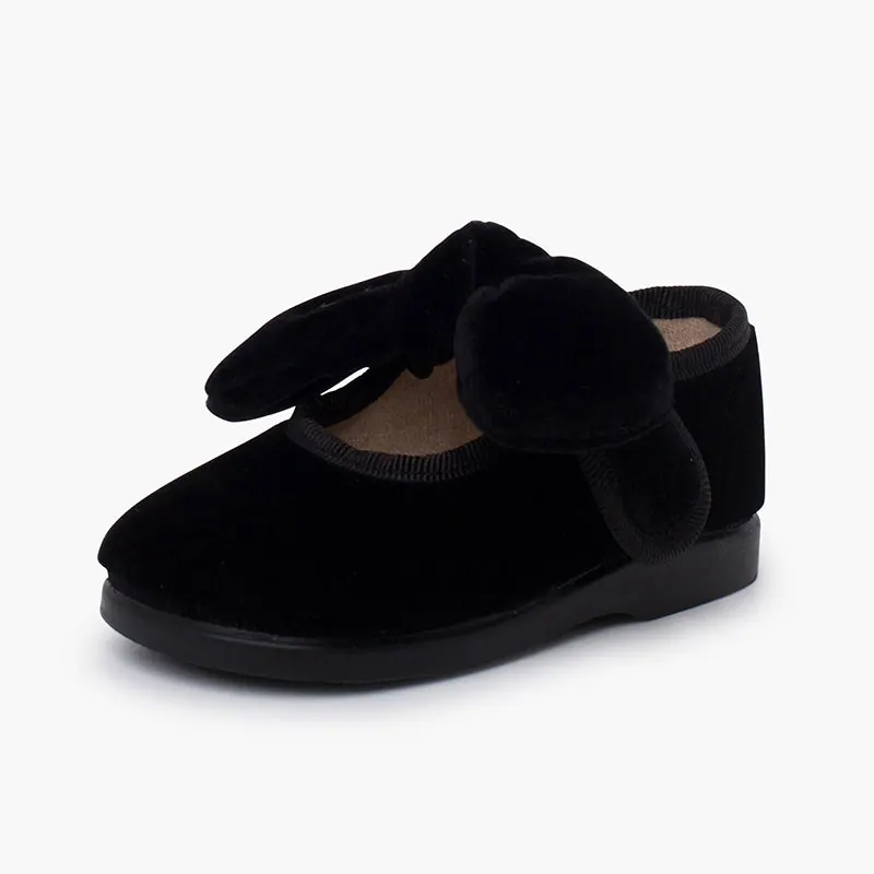 Ballerines filles a noeud en velour noir 2