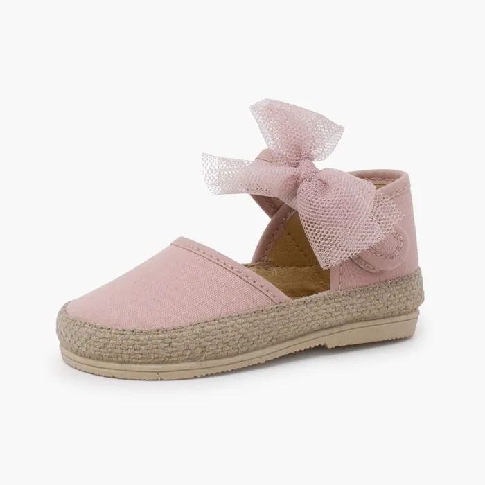 Chaussures fermees en toile a noeud rose - ref. 1560 mpc 2