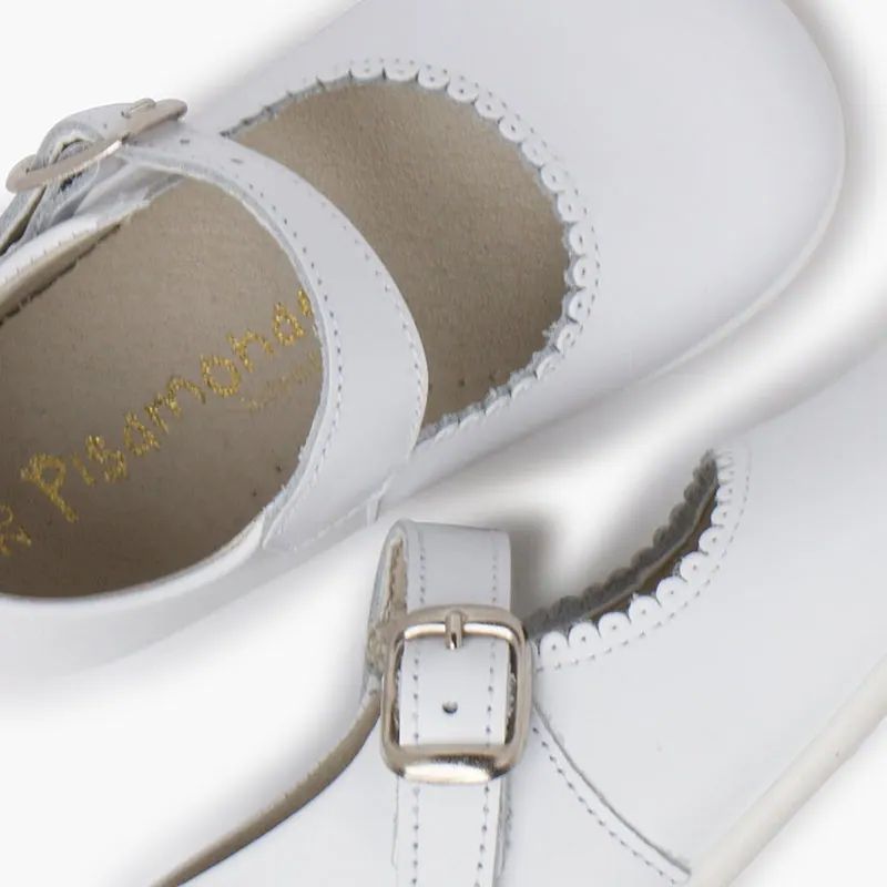 Ballerines filles a boucle en cuir blanc 2