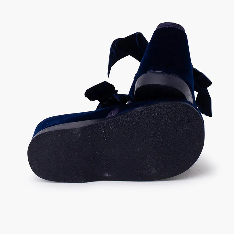 Bottines velour noeud bleu 3