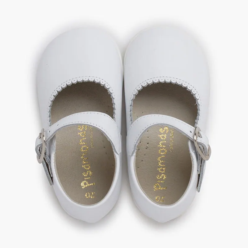 Ballerines filles a boucle en cuir blanc 3