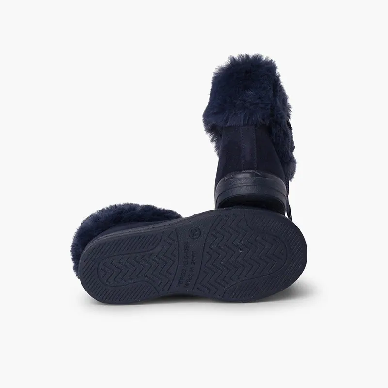 Bottes a col fourrure marine 3