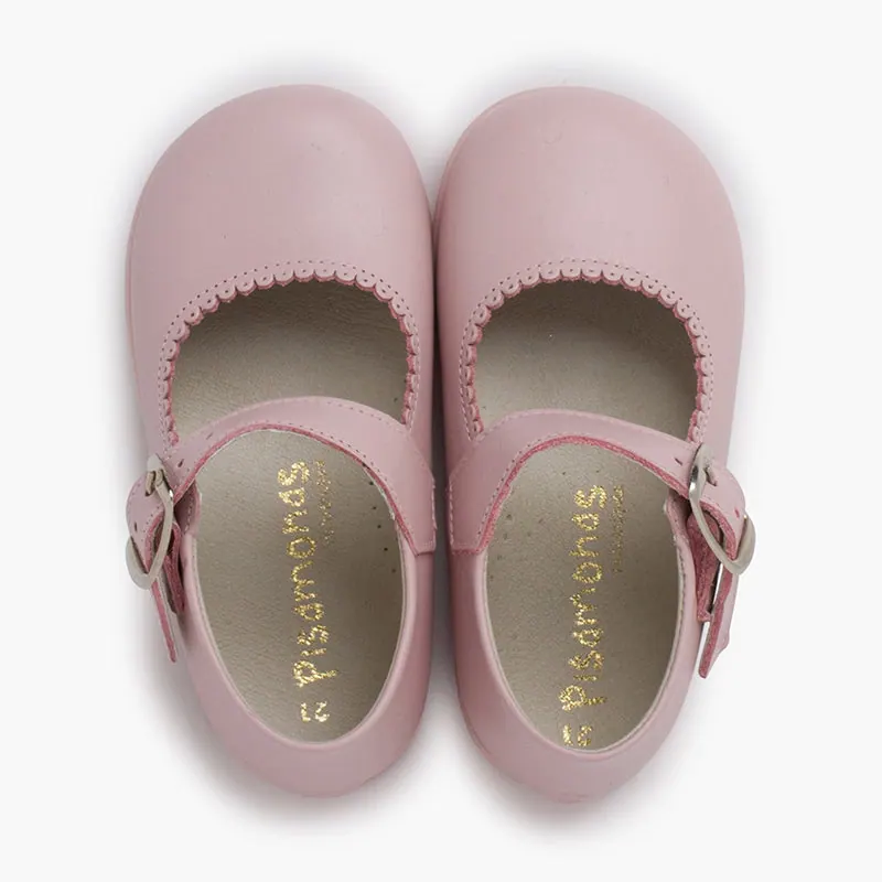 Ballerines filles a boucle en cuir rose 3