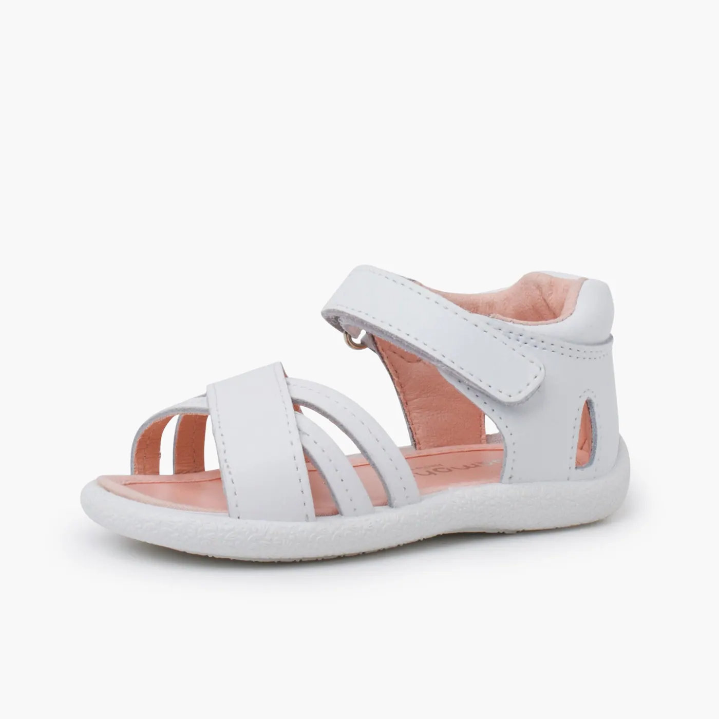 Sandales filles a cuir a lanieres blanc 3