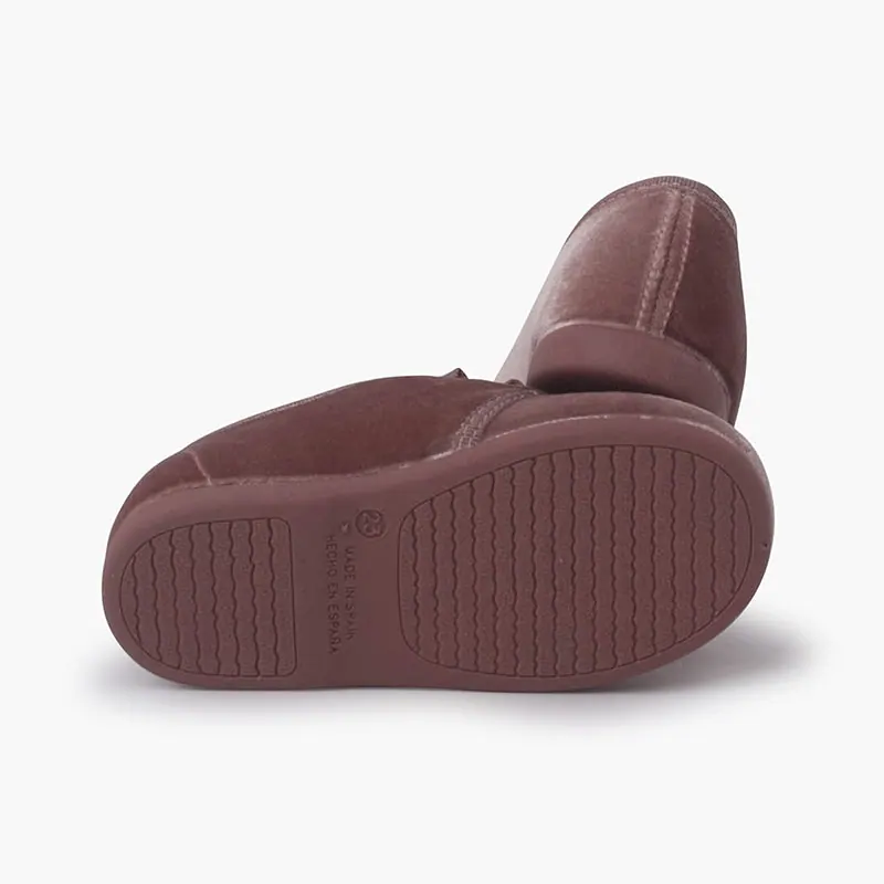 Chaussures en velour ruban rose 4