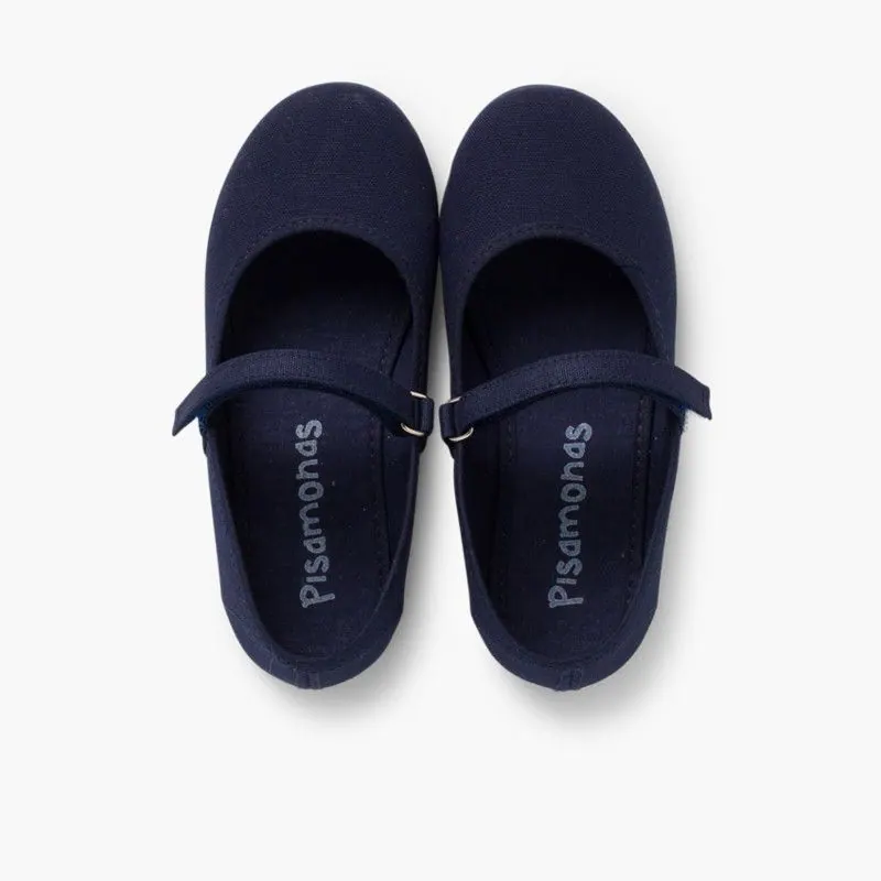 Ballerines filles mary janes en toile bleu marine 4
