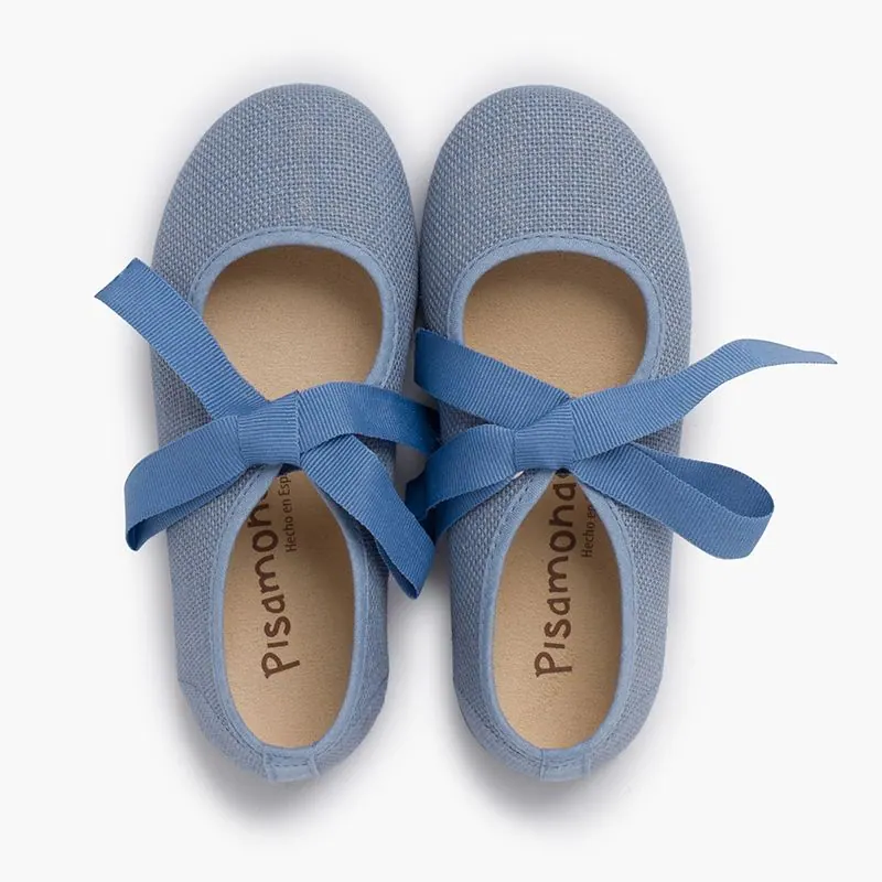 Ballerines en lin indigo à nœud 4