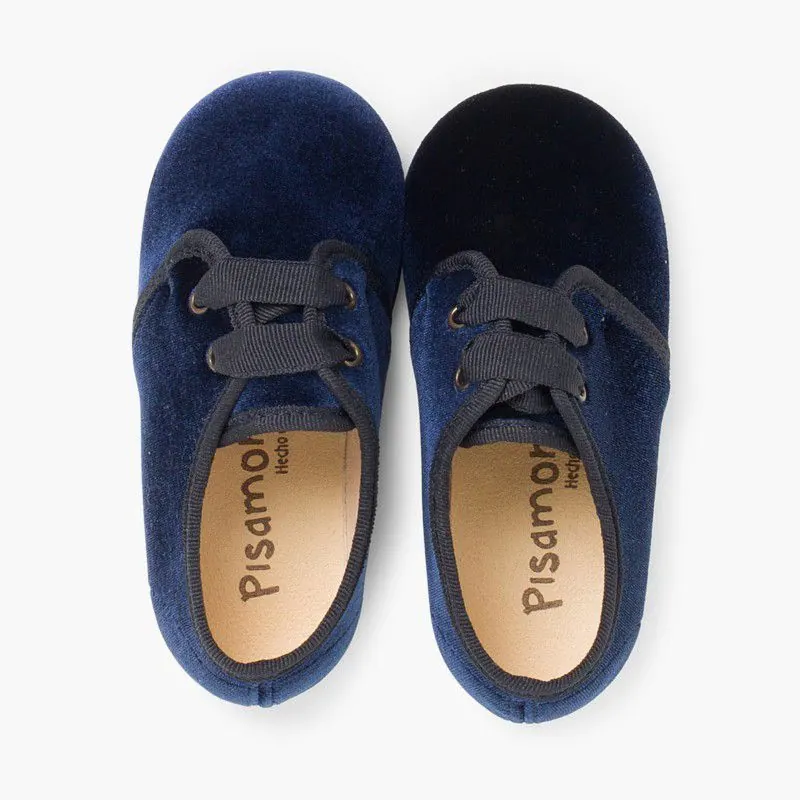 Chaussures en velour ruban bleu marine 4