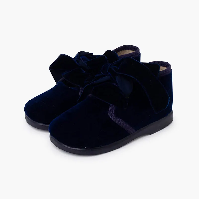 Bottines velour noeud bleu 4