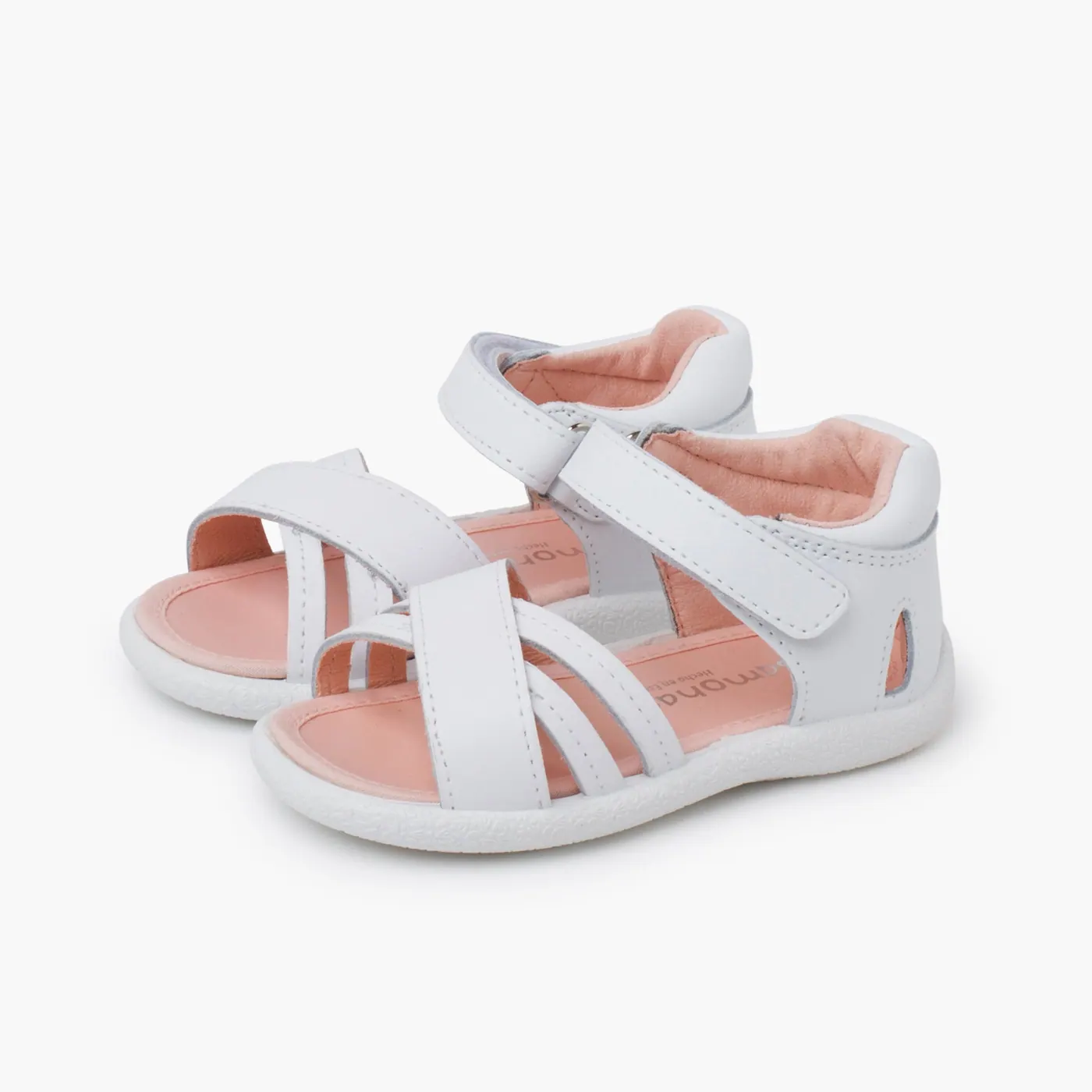 Sandales filles a cuir a lanieres blanc 4