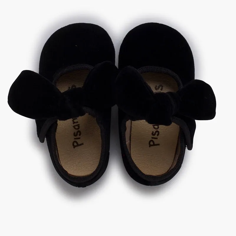 Ballerines filles a noeud en velour noir 4