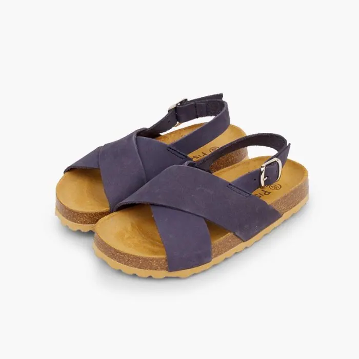 Sandales nobuck croisees bleu 4