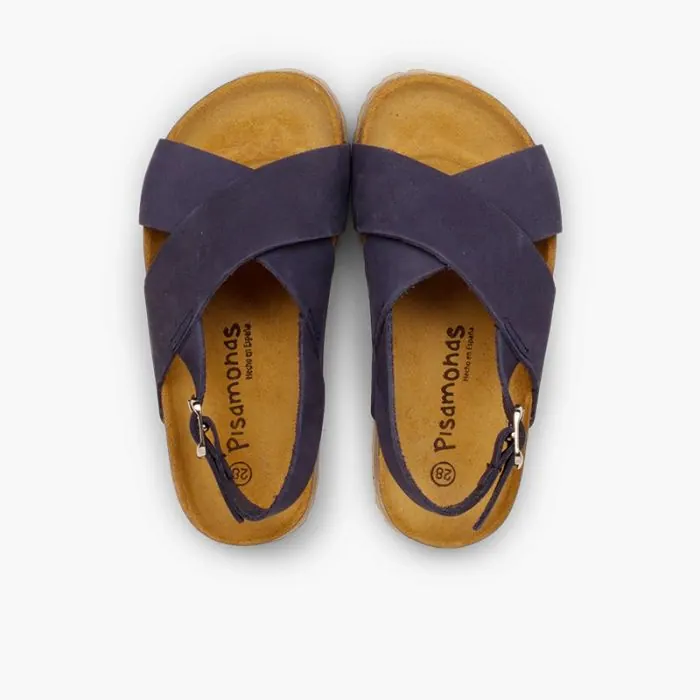 Sandales nobuck croisees bleu 5