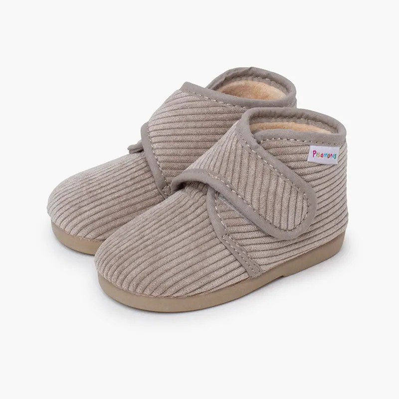 Corduroy slippers boots taupe 5