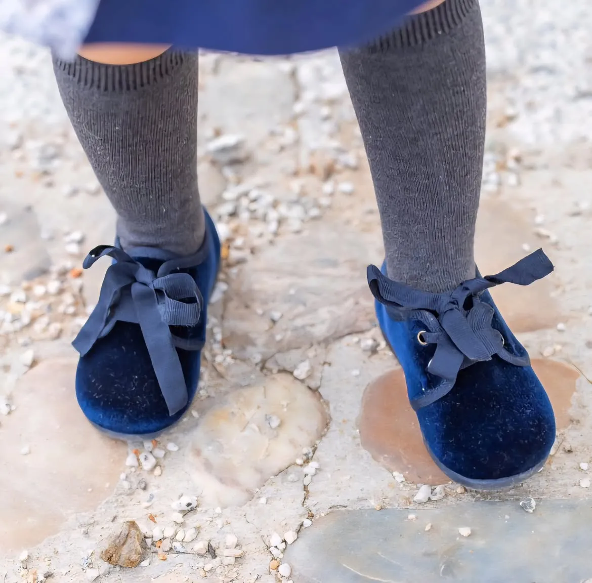 Chaussures en velour ruban bleu marine 5