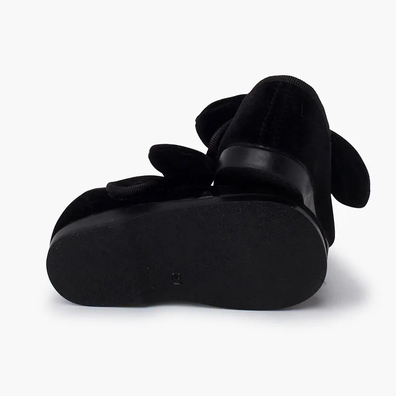 Ballerines filles a noeud en velour noir 5