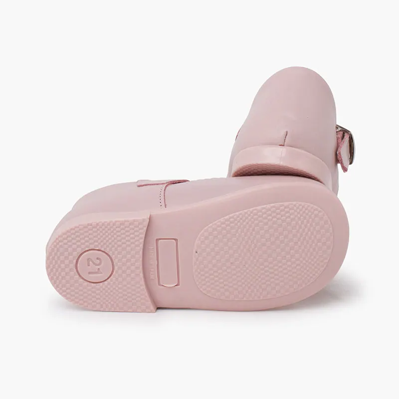 Ballerines filles a boucle en cuir rose 5