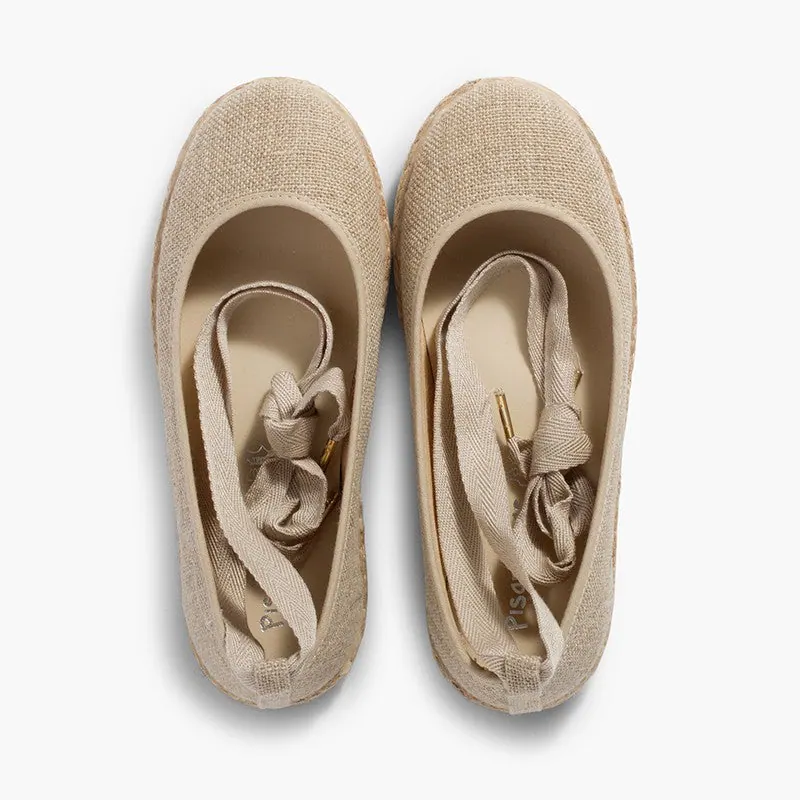 Ballerines en lin beige 5