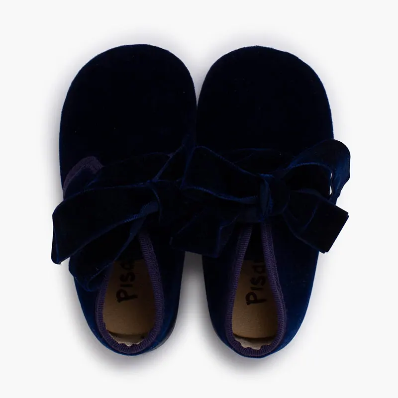 Bottines velour noeud bleu 5