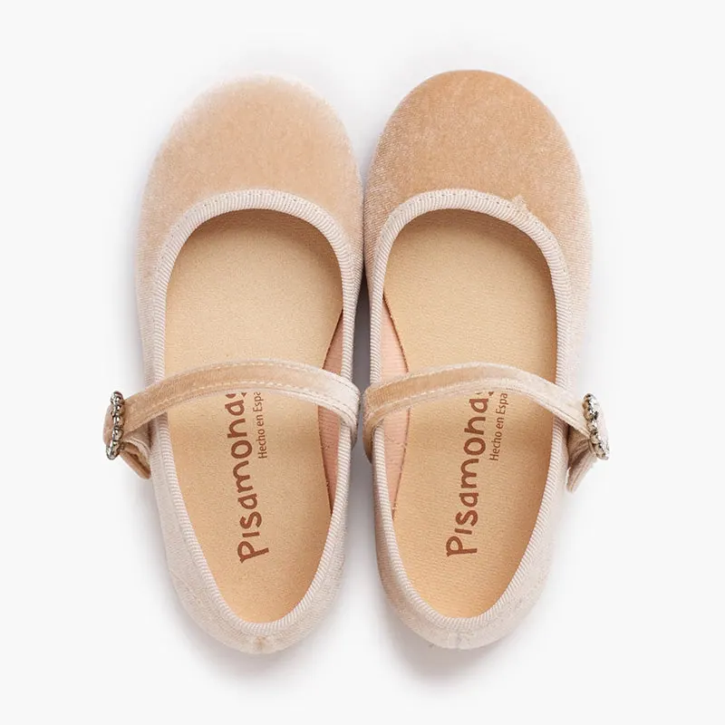 Mary janes velour beige bijou 5