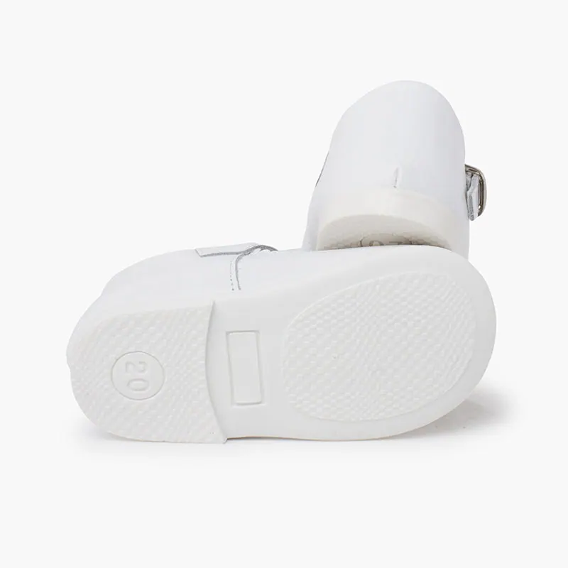 Ballerines filles a boucle en cuir blanc 5