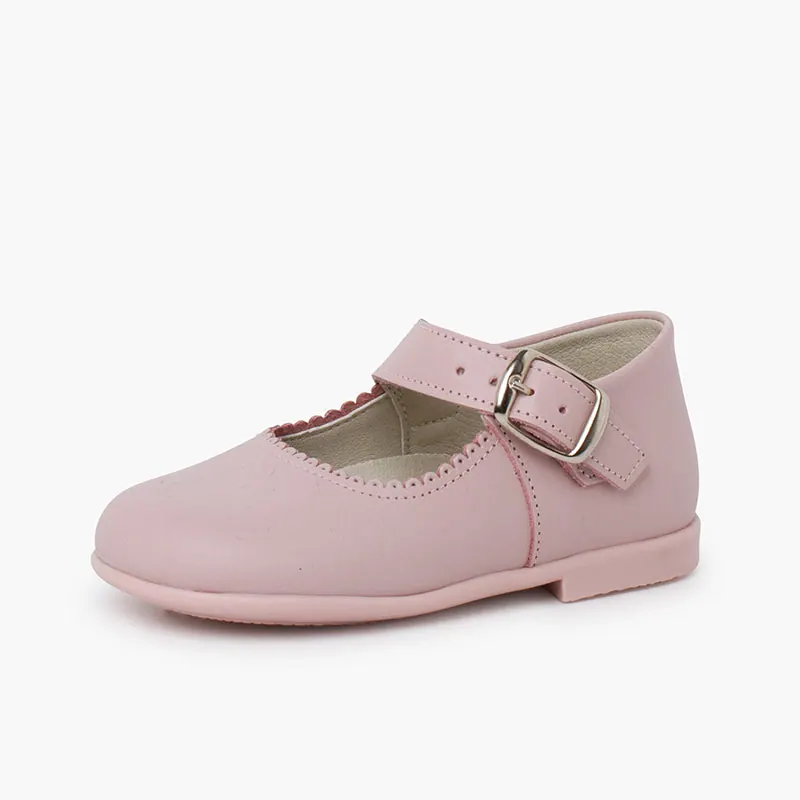 Ballerines filles a boucle en cuir rose 6