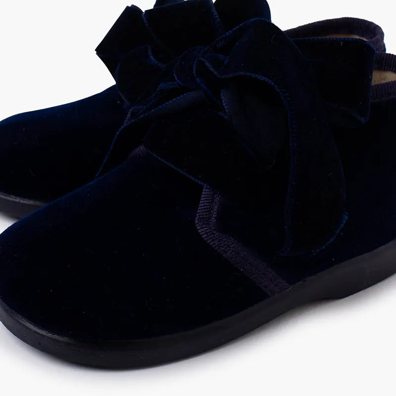 Bottines velour noeud bleu 6