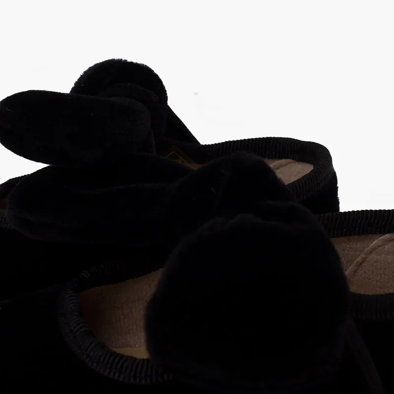 Ballerines filles a noeud en velour noir 6