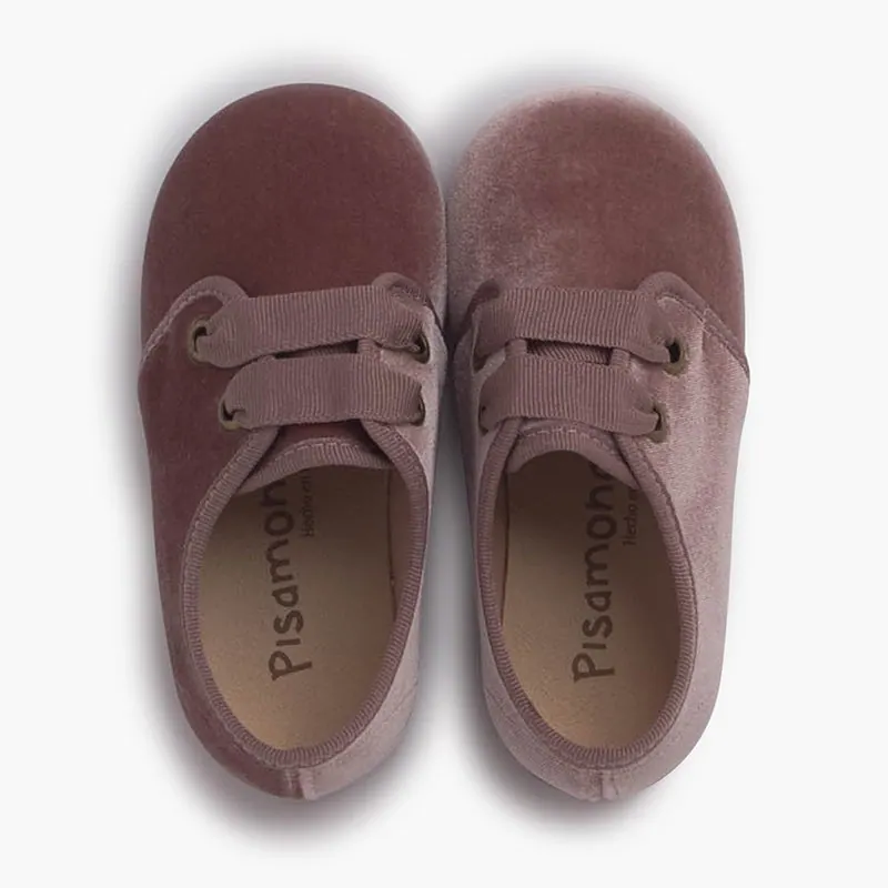 Chaussures en velour ruban rose 6