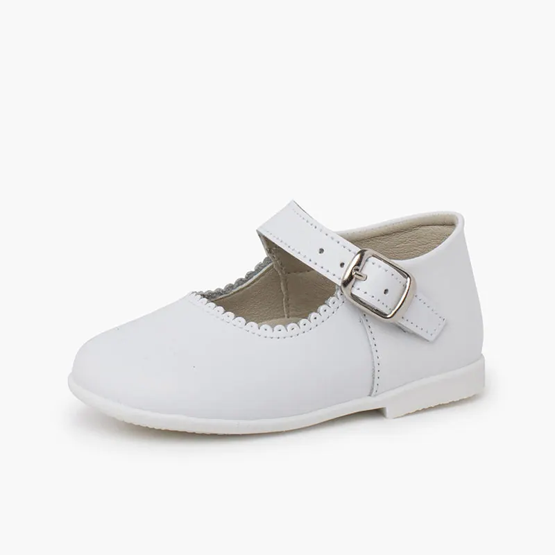 Ballerines filles a boucle en cuir blanc 6