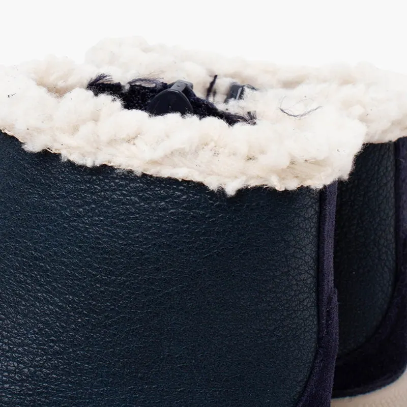 Bottines barefoot neocuir col fourrure mouton bleu 7