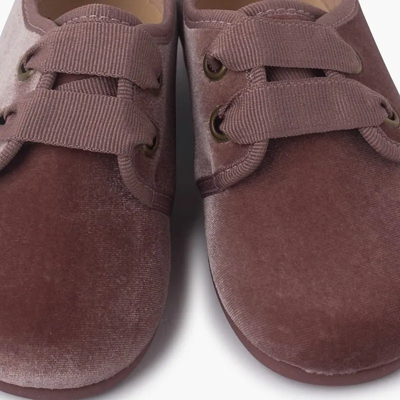 Chaussures en velour ruban rose 7