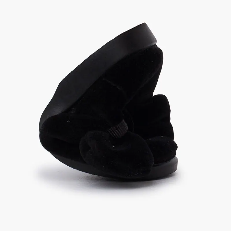 Ballerines filles a noeud en velour noir 7