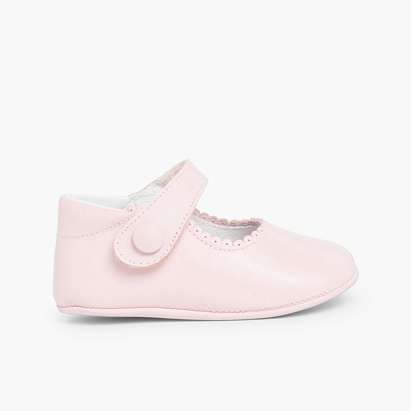 Chaussons bébé en cuir rose