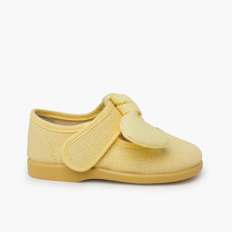 Ballerines à nœud lin jaune