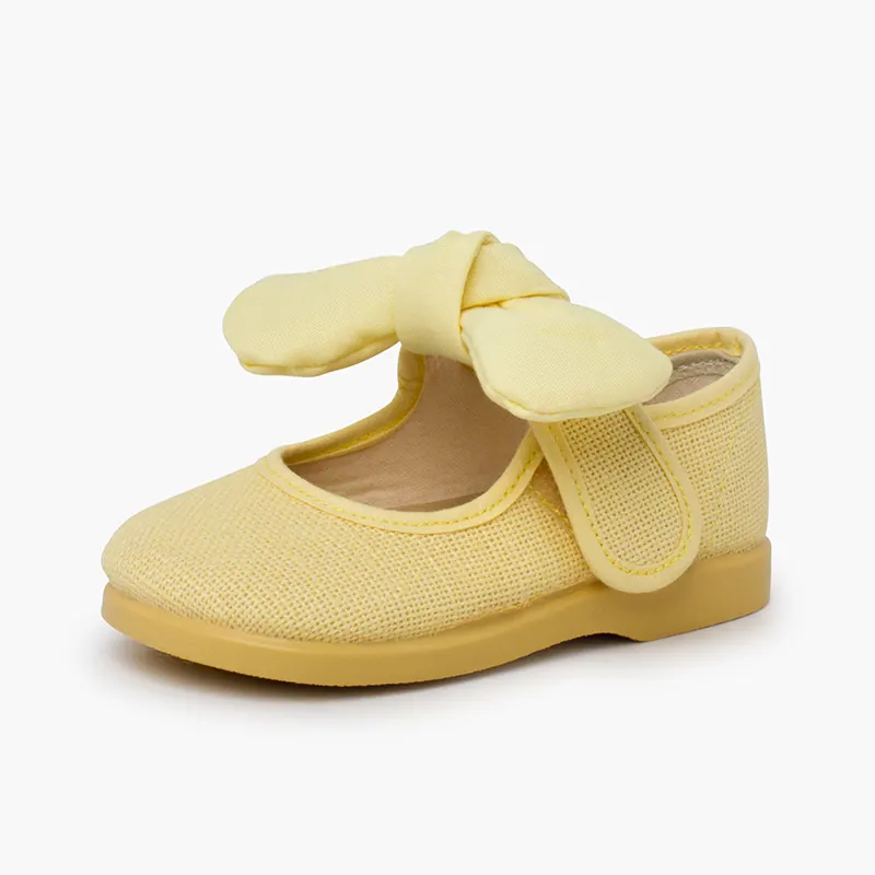 Ballerines à nœud lin jaune 2