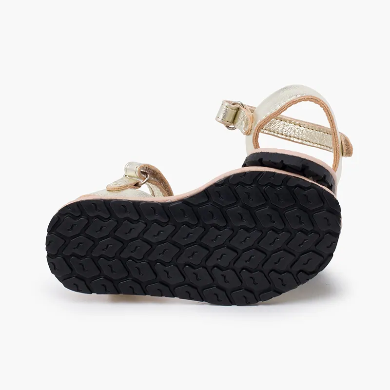 Sandales minorquines cuir or 3