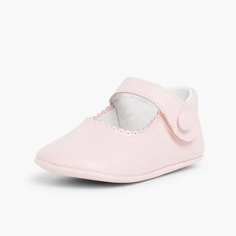 Chaussons bébé en cuir rose 4
