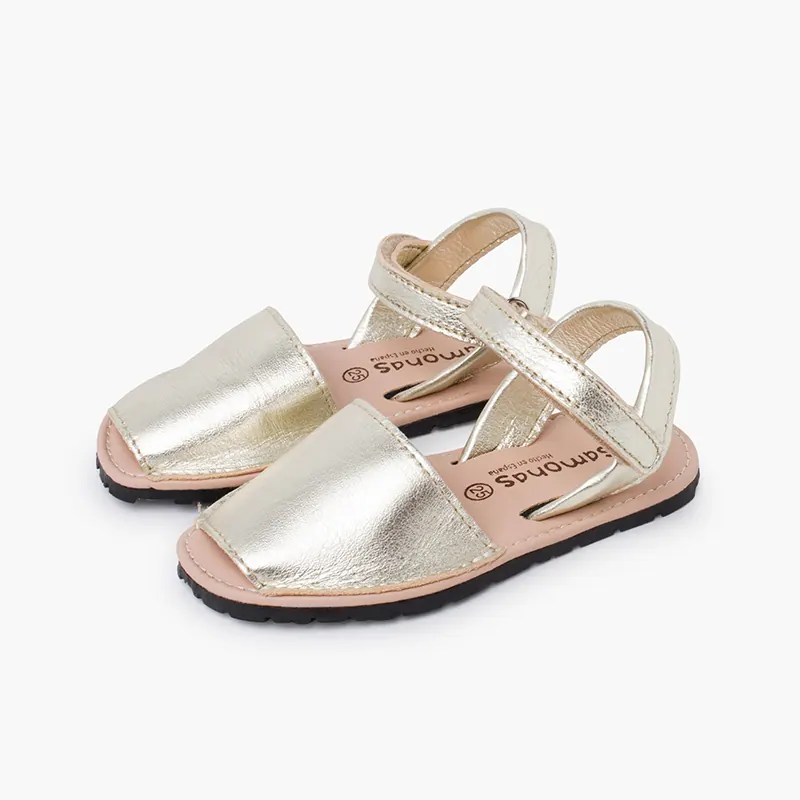Sandales minorquines cuir or 4